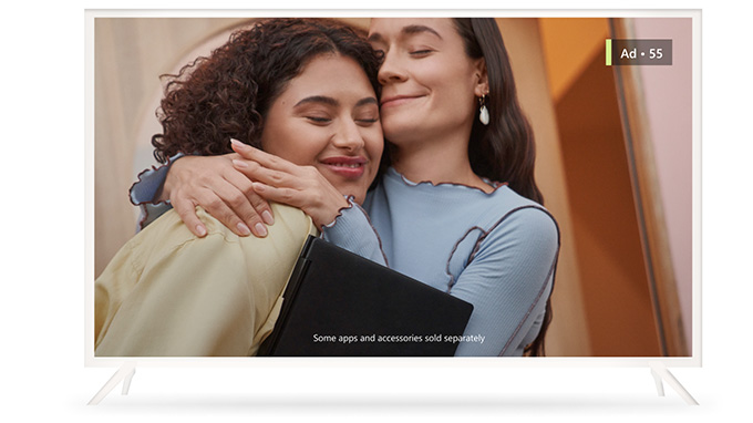 A smart TV showing an unskippable ad.