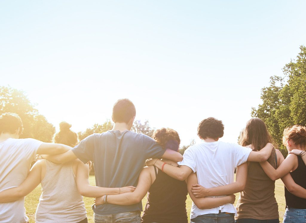 group of people hugging