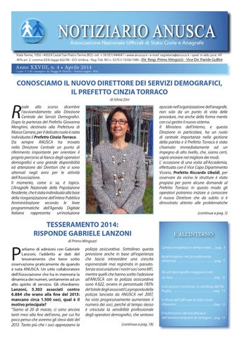 "Notiziario ANUSCA 2014 - 04 Aprile" publication cover image