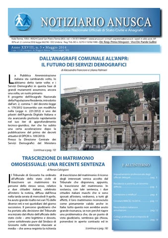 "Notiziario ANUSCA 2014 - 05 Maggio" publication cover image