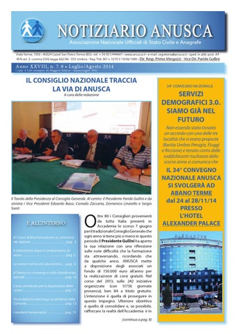 "Notiziario ANUSCA 2014 - 07/08 - Luglio/Agosto" publication cover image