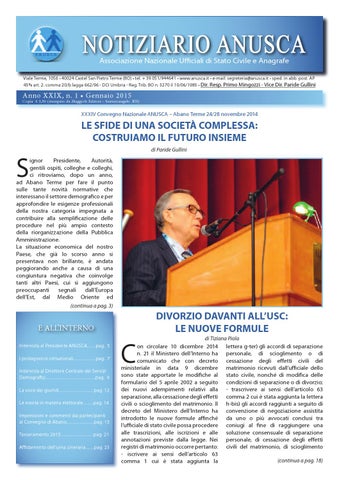 "Notiziario ANUSCA 2015 - 01 Gennaio" publication cover image