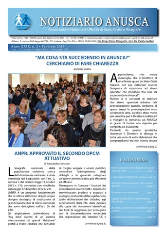 "Notiziario ANUSCA 2015 - 02 Febbraio" publication cover image