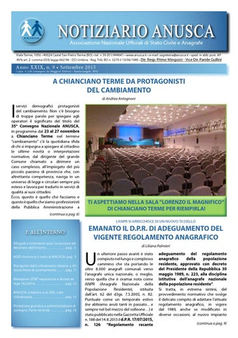 "Notiziario ANUSCA 2015 - 09 Settembre" publication cover image