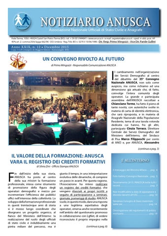 "Notiziario ANUSCA 2015 - 12 - Dicembre" publication cover image