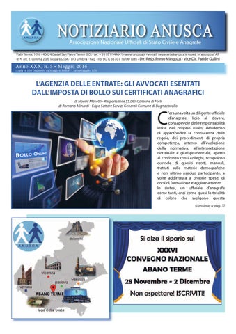 "Notiziario Anusca 2016 - 05 Maggio" publication cover image