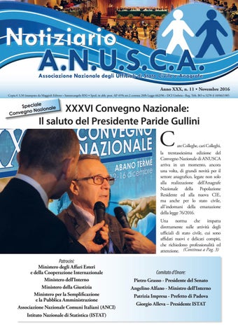 "Notiziario ANUSCA - N.11 Novembre 2016 - Preview" publication cover image