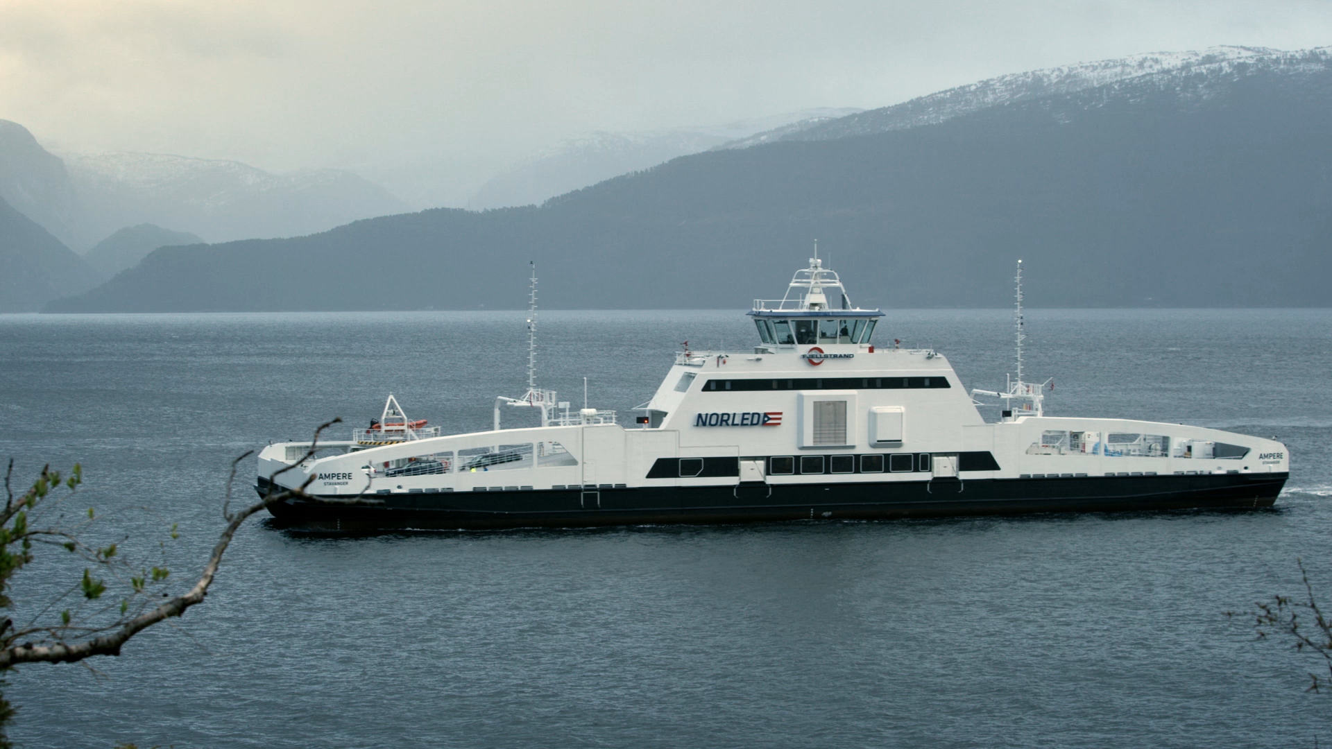 View on the electric ferry in norway